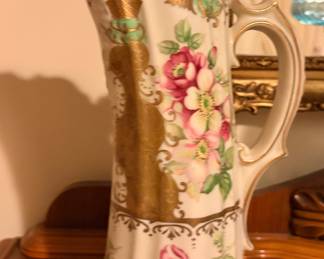 antique Nippon chocolate pot (also referred to as a chocolate pitcher or tankard vase), likely dating from the late 19th to early 20th century (circa 1891–1911)