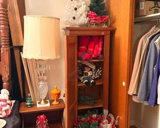 Slim wood cabinet & Christmas decorations 