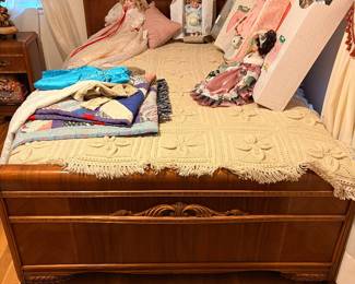 Art Deco waterfall style 1930's full size bed 