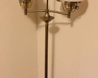 Vintage Parlor Floor lamp with milk glass shades