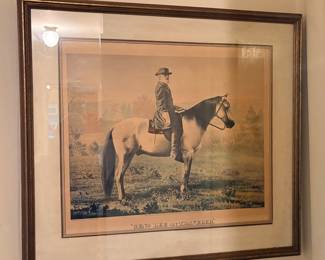 Confederate General Robert E. Lee riding his horse, Traveler, based on a portrait originally produced by A. Hoen & Co. in 1876.