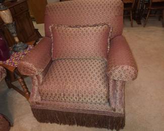 Bassett side chair with fringe trim