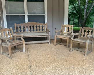 Teak Bench and Chairs