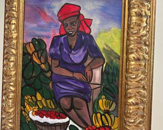 Red and Purple Islander in Gold Frame