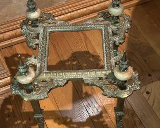 Antique Victorian Plant Stand - Brass and Marble