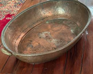 LARGE Copper Oval Dish with Handles