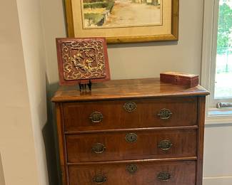 Antique 4 Drawer Chest with Bun Feet
