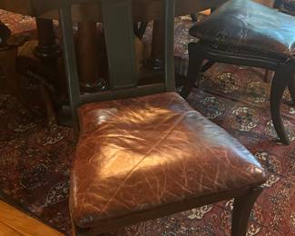 One of the Dining Chairs with Leather Cushions