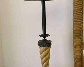 PAIR of eclectic lamps with metal shades