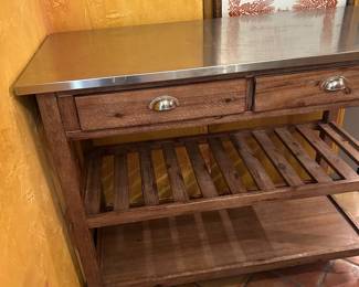 Stainless and Wood Rolling Island