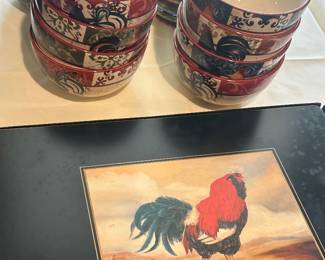 Rooster Placemats and Bowls