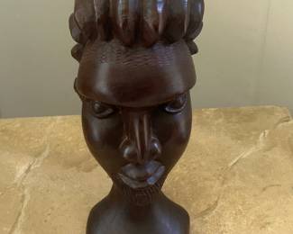 Hand Carved Wooden Bust of Island Woman