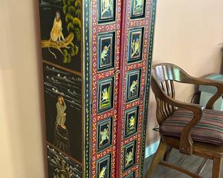 Hand Painted tall chest with shelves