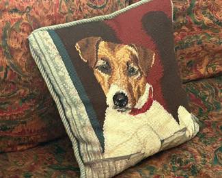 Needlepoint Jack Russell Pillow
