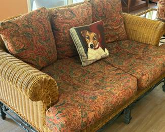 2 seat Rattan and Iron Sofa