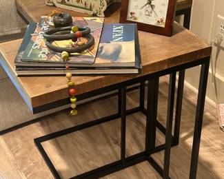 PAIR of Modern Wood and Iron Tables
