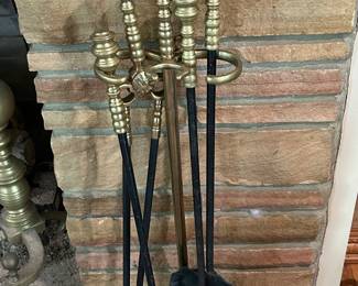Brass Handle Fire Place Set