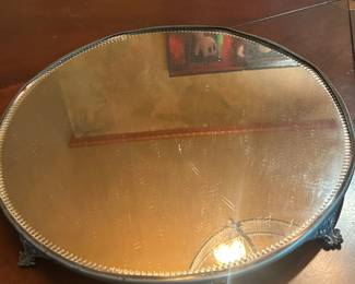 Plateau Mirror with Silver Band and Feet