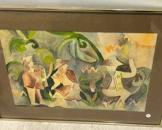 Water Color Abstract, "Fiesta", by Irma Jane Johnston