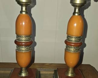 VERY RARE 1920's CATYL-ONYX CATYLIN DRESSER LAMPS