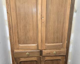 ANTIQUE KITCHEN CABINET w/TIN PUNCHED SIDES