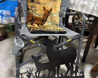 Iron decorative deer wall decor. Vintage tapestry with deer motif.