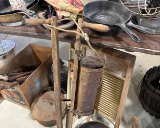 Antique seeded, washboards, etc.