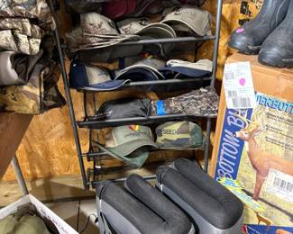 Rack full of ball caps - all of them new!