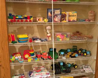 Toys, John Deere tractors, Tonka dump truck