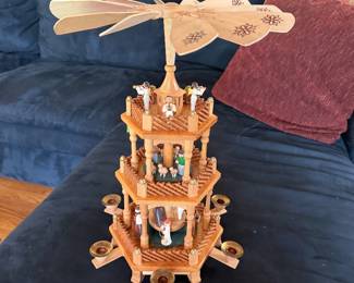 Vintage German 3 tier Christmas pyramid carousel
