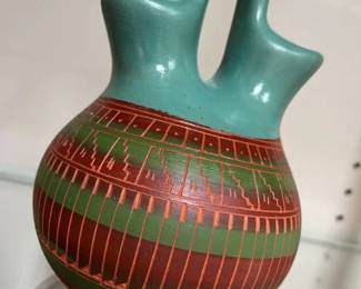 103 Navajo Etched Pottery Wedding Vase