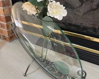 103 Glass Sculpture Art Vase On Stand