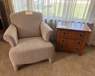 Great side chair and three drawer side table