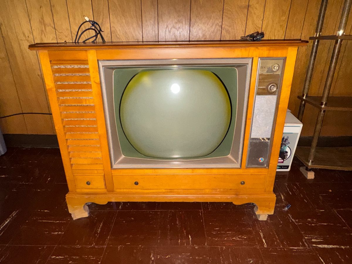 vintage console TV. (remember being the remote for your dad?)