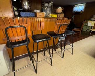 vintage bar stools with wood backs