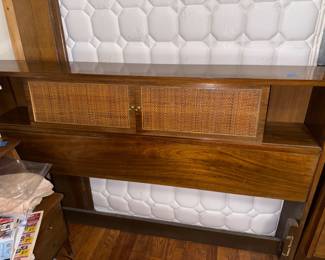 MCM wood headboard / bed frame set