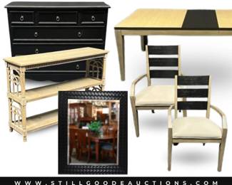 Waterford, pewter, patio furniture, pop up tent, cowhide rug, neatdesk scanner, children’s books, little house on the prairie book set, singer sewing machine, sunglasses, copper, golf practice net, Samsung refrigerator, xbox 360, Samsung washing machine and dryer, Mongoose scooter, cast iron, Bocce game set, and much more!