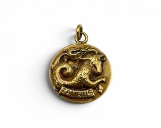187 14KGoldTaurusZodiacMedallionPendant46g