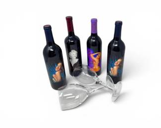 230 VintageMarilynMonroeNormaJeanMerlotBottlesw7WineGlasses