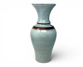 102 SignedHandcraftedStudioPotteryBlueGlazedDecorativeVase