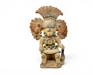 235 MesoamericanStyleCeramicWarriorFiguralVessel145H
