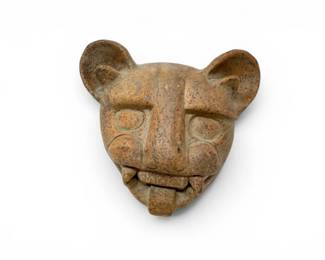 155 HandcraftedCeramicStylizedFelineWallMaskTribalStyle