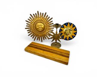 119 SunMoonWallArtMetalSunCandleholderWoodServingBoard