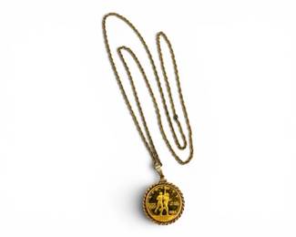 26 1984W10LosAngelesOlympicGoldCoinPendantNecklace293g