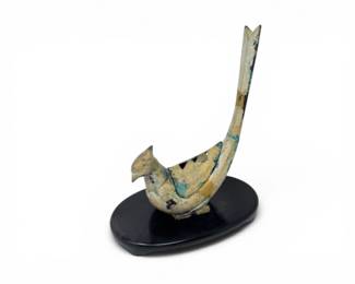 19 PheasantFormMetalVesselSculptureonAcrylicBase