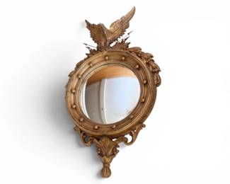 239 VintageFederalStyleEagleBullsEyeMirrorGoldFinish
