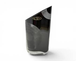 64 PolishMouthBlownArtGlassVasewFrostedEtchedCircles