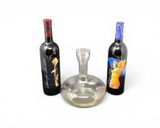 194 2003NormaJean1999MarilynMerlotBottleswGlassWineDecanter