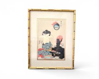 46 ToyokuniIIIKunisadaJapaneseWoodblockPrintGeishaatVanity