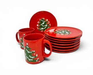 55 WaechtersbachChristmasTreePlatesMugsSet10Pieces